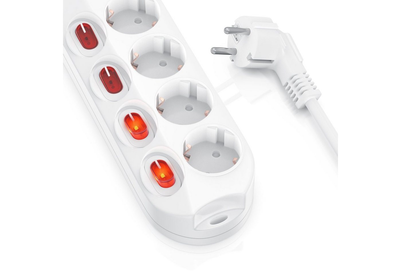 BEARWARE 4 Fach Mehrfachsteckdose mit EIN AUS Schalter, Netzkabel 1,5 m, IP20 Steckdosenleiste 4-fach (Ein- / Ausschalter, mit Ein Aus Schalter für jede Dose, S – Bild 3 von 5