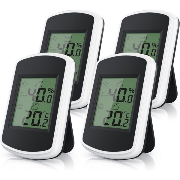 BEARWARE Hygrometer 4x Digitales Thermo-Hygrometer, Indikator für Gewächshaus, Wohnzimmer, (4-St), Hygrometer Thermometer, Temperatur & Luftfeuchtigkeit Messger