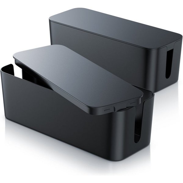 BEARWARE Kabelbox Kabel Box mit Gummifüßen - Kabelmanagement / dezente Optik / Ladebox, (2-tlg), für Steckdosenleiste, Ladegeräte und Kabel, Schutz für Kinder