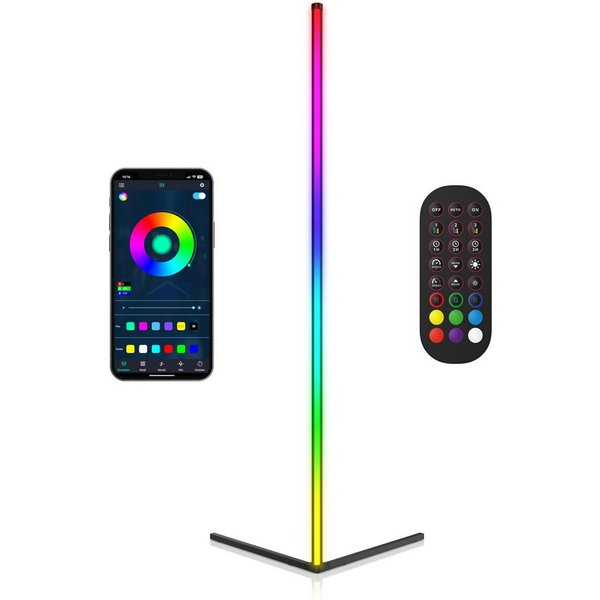 BEARWARE LED Stehlampe Smart Ecklampe, 142 cm, RGB Stimmungslicht mit Bluetooth App-Steuerung, Dimmfunktion, Farbwechsel, LED fest integriert, Farbwechsler, Mus
