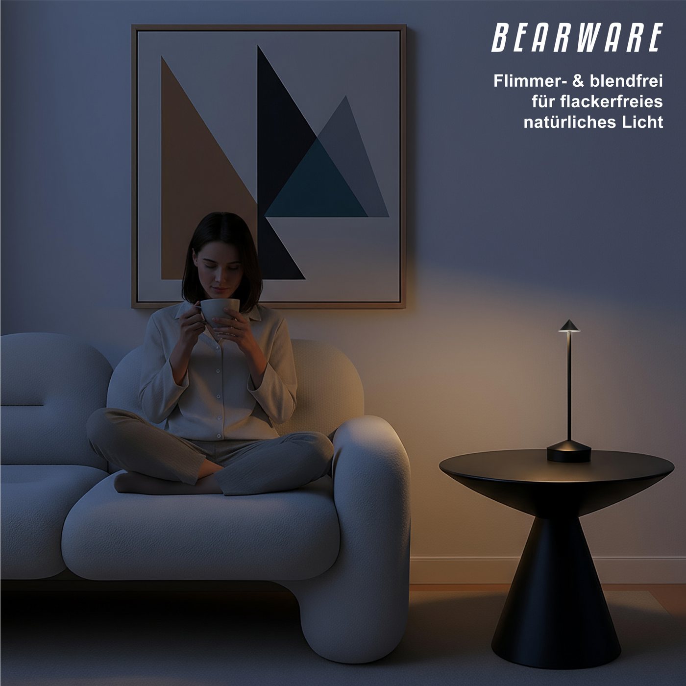 BEARWARE LED Tischleuchte kabellos, stufenlos dimmbar, 3 Lichtfarben, Akku 3600 mAh, Touch, Dimmfunktion, Ein-/Ausschalter, Farbwechsel, mehrere Helligkeitsstuf – Bild 3 von 5