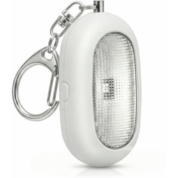 BEARWARE Persönlicher Alarm, Personenalarm, Schlüsselanhänger 125 dB, LED Licht Überfallmelder (Taschenalarm, Sirene, Auslösung per Splint, Taschenlampe, kompak