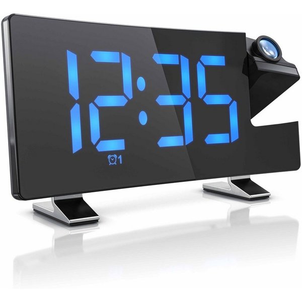 BEARWARE Projektionswecker FM Radiowecker, Projektionswecker, 2 Alarme, 3 Helligkeiten Projektions Radio Wecker digital, Dimmer, Snooze, 15 FM Radiospeicher