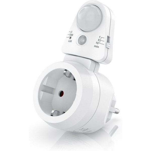 BEARWARE Steckdose Bewegungsmelder mit Timer, Lichtsensor, Infrarotsensor Bewegungssensor, 1-St., Sensoreinheit 180° drehbar, 1, 5, 10 Minuten, 10A, 2300 W