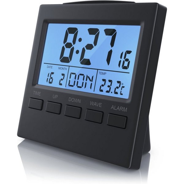 BEARWARE Wecker Digital-Funkwecker, Innen Temperaturanzeige, DCF-Funkuhr Datumsanzeige Schlummerfunktion, sekundengenau, für Schlafzimmer, Büro & Wohnzimmer