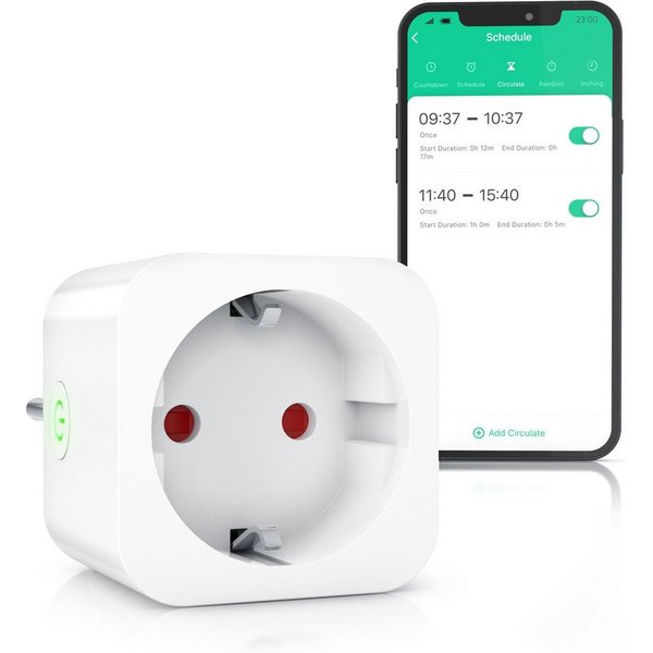 BEARWARE WLAN-Steckdose 2,4 Ghz WiFi Fernsteuerung per Smart life App, Sprachsteuerung, 1-St., Countdown Timer, Ein und Ausschalttimer, Intervallmodus, Zeitscha