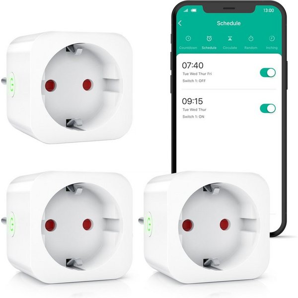BEARWARE WLAN-Steckdose 2,4 Ghz WiFi Fernsteuerung per Smart life App, Sprachsteuerung, Spar-Set, 3-St., 3er Set, Countdown Timer, Ein und Ausschalttimer, Inter