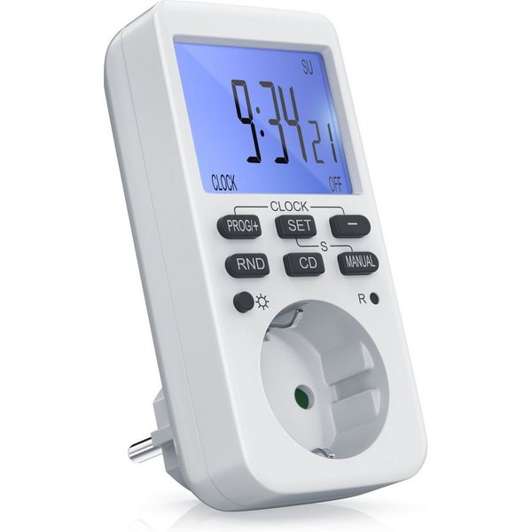BEARWARE Zeitschaltuhr digital mit LCD Display, Steckdosen Timer, max. 3680W, indoor, digital, 1-St., 10 konfigurierbare Programme, Zufallsschaltung, Wochenzeit