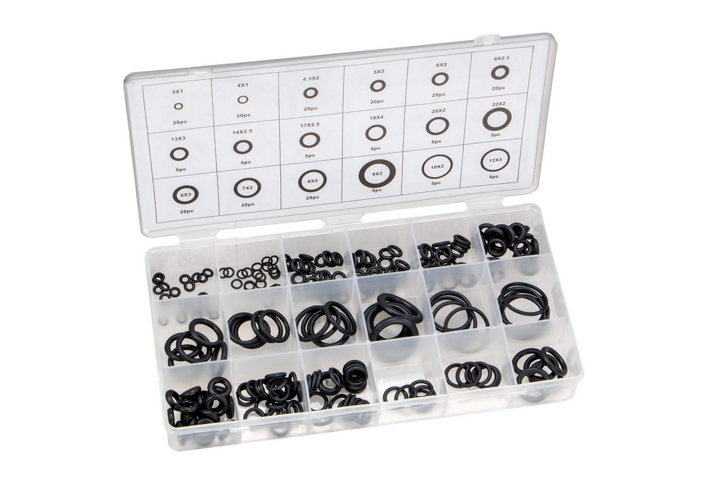 Beast Dichtungsring O-Ringe Dichtringe Dichtungen Sortiment Dichtungsringe 225 teilig (225-St), 18 Größen, 3-22mm – Bild 3 von 3