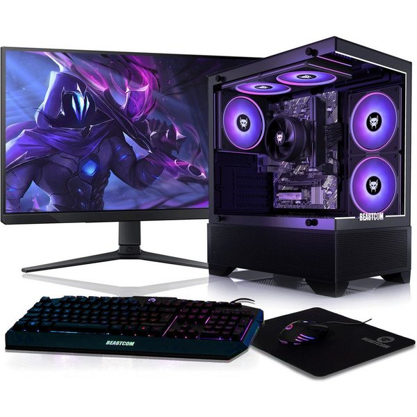 BEASTCOM Q3, Essential Gaming, Ryzen 5 3400G, Radeon RX Vega 11, 8 GB RAM Gaming-PC-Komplettsystem (25", AMD AMD Ryzen 5 3400G, Radeon RX Vega 11, 512 GB SSD)