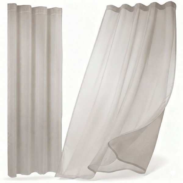 Beautex Gardine transparent Dolly, wählbar mit Kräusel- und Ösen- Aufhängung (2 St), Kräuselband, transparent