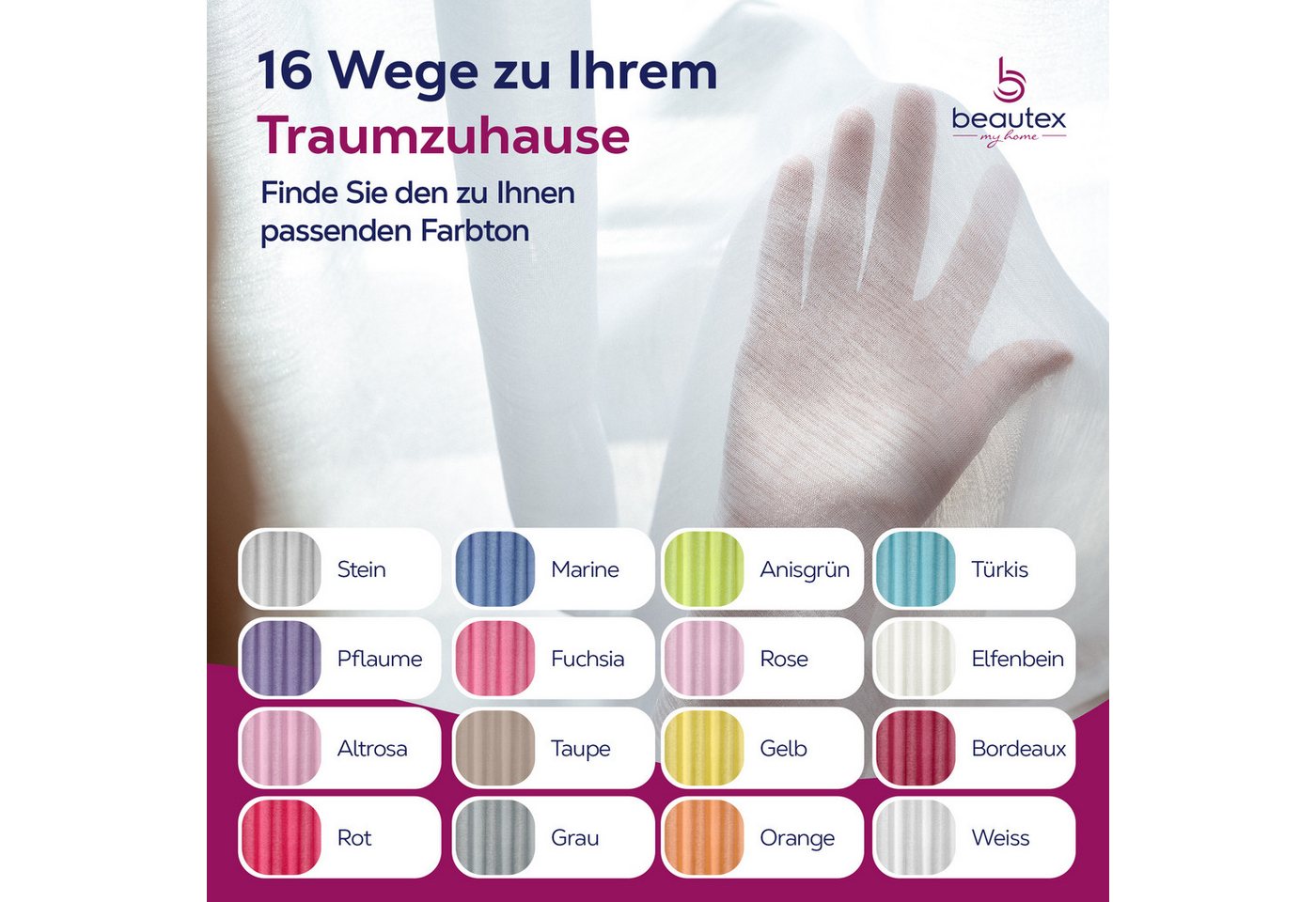 Beautex Gardine transparent Dolly, wählbar mit Kräusel- und Ösen- Aufhängung (2 St), Kräuselband, transparent – Bild 4 von 4