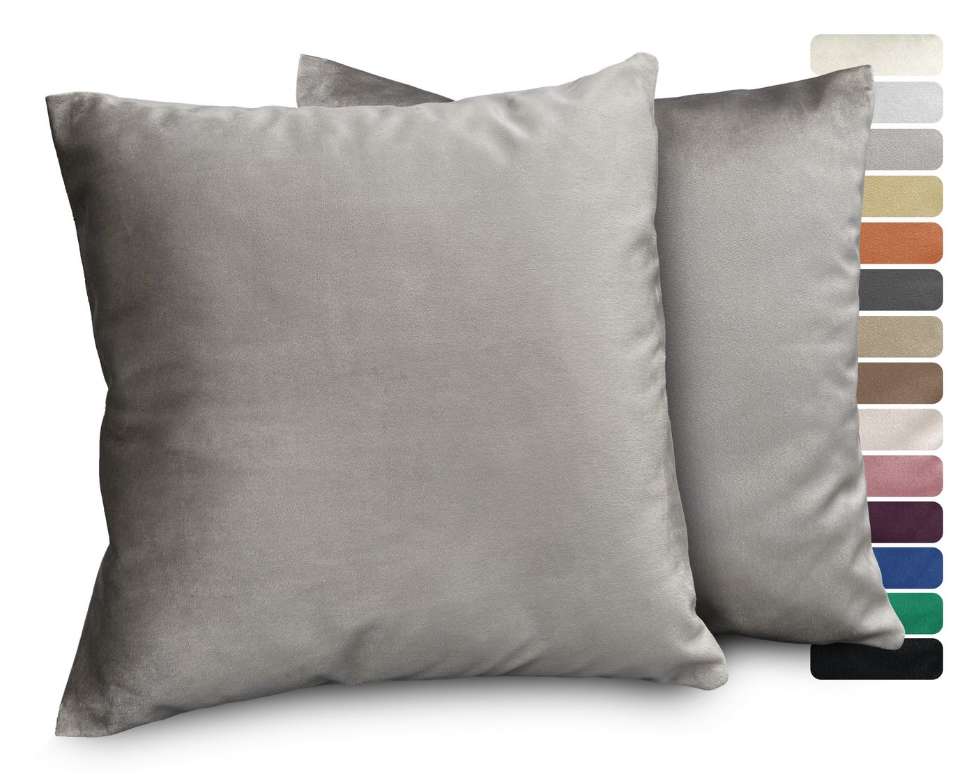 Beautex Kissenhüllen Samt 2er Set, Premium Kissenbezug, Sofa- und Dekokissen, (2 Stück), extra weich, viele Farben und Größen, verdeckter Reißverschluss – Bild 3 von 5
