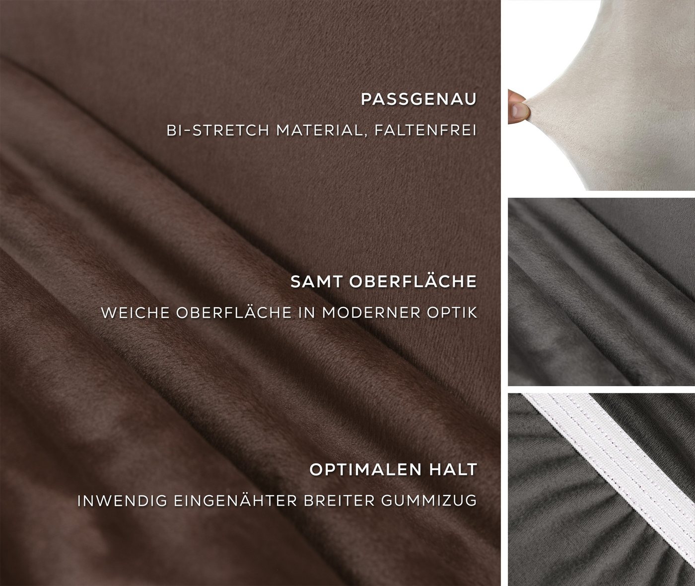 Beautex Stuhlhusse EVA Stuhlhusse Lang, elastische Uni Stretch-Husse Samt Mikrofaser – Bild 3 von 5