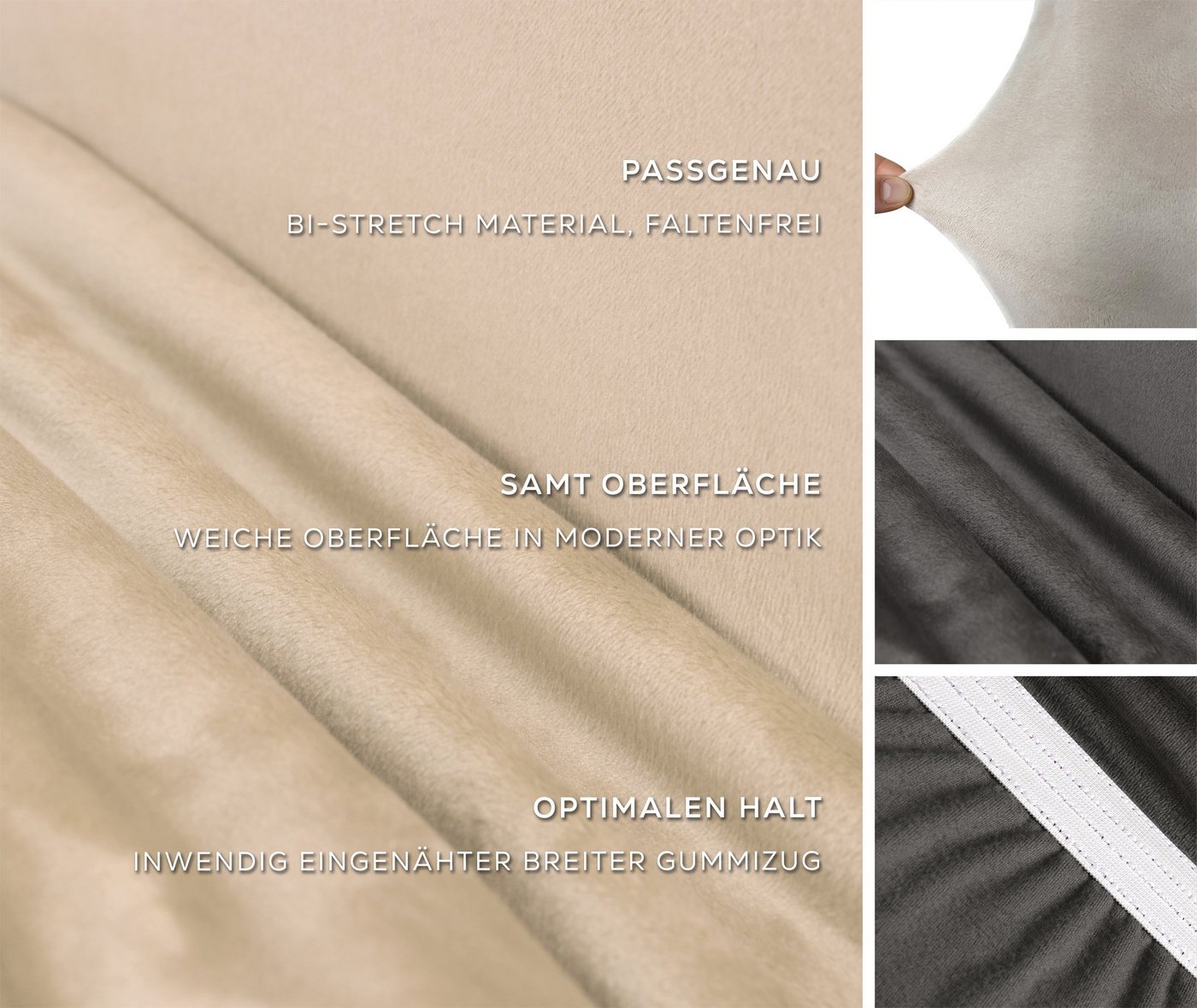 Beautex Stuhlhusse EVA Stuhlhusse Lang, elastische Uni Stretch-Husse Samt Mikrofaser – Bild 3 von 5