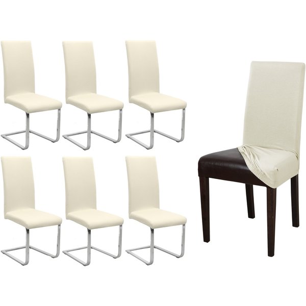 Beautex Stuhlhusse Jersey Baumwolle elastisch für Stühle und Schwingstühle 6er Set
