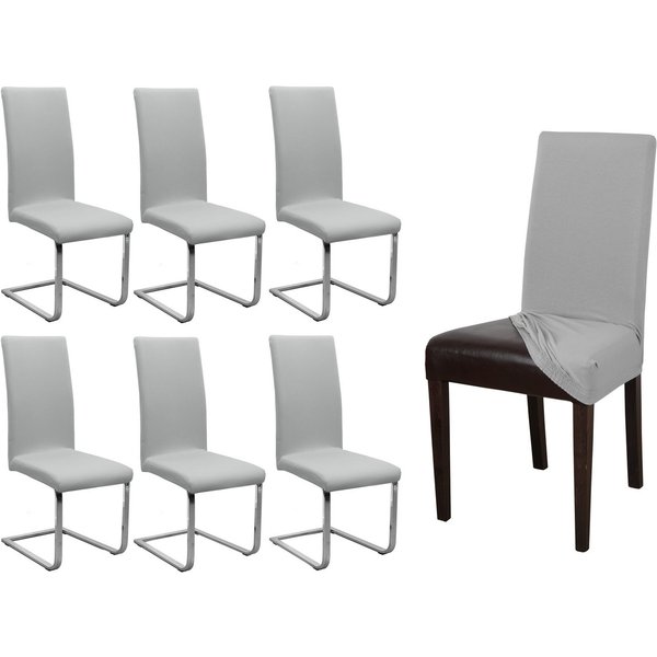 Beautex Stuhlhusse Jersey Baumwolle elastisch für Stühle und Schwingstühle 6er Set