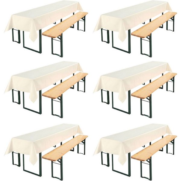 Beautex Tischdecke, Partytischdecke, für Biertischgarnituren, 100x250cm, viele Farben (6-tlg), wasserabweisend, abwaschbar, lebensmittelecht, strapazierfähig