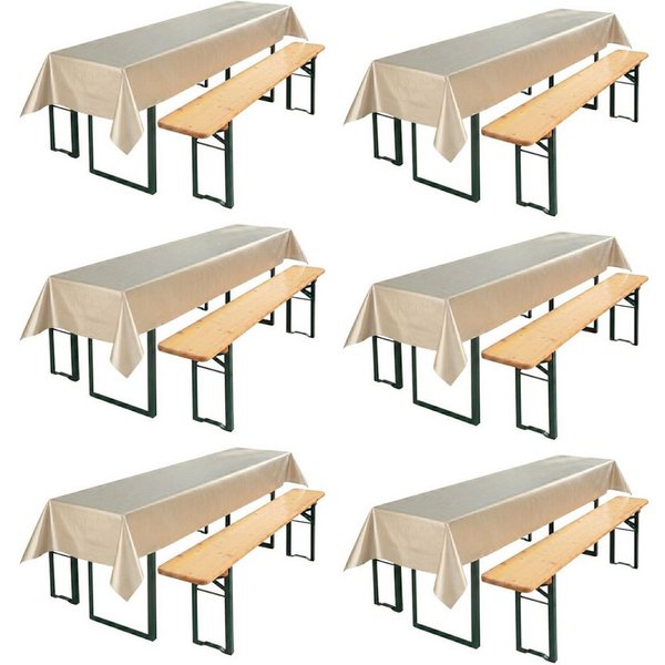 Beautex Tischdecke, Partytischdecke, für Biertischgarnituren, 100x250cm, viele Farben (6-tlg), wasserabweisend, abwaschbar, lebensmittelecht, strapazierfähig