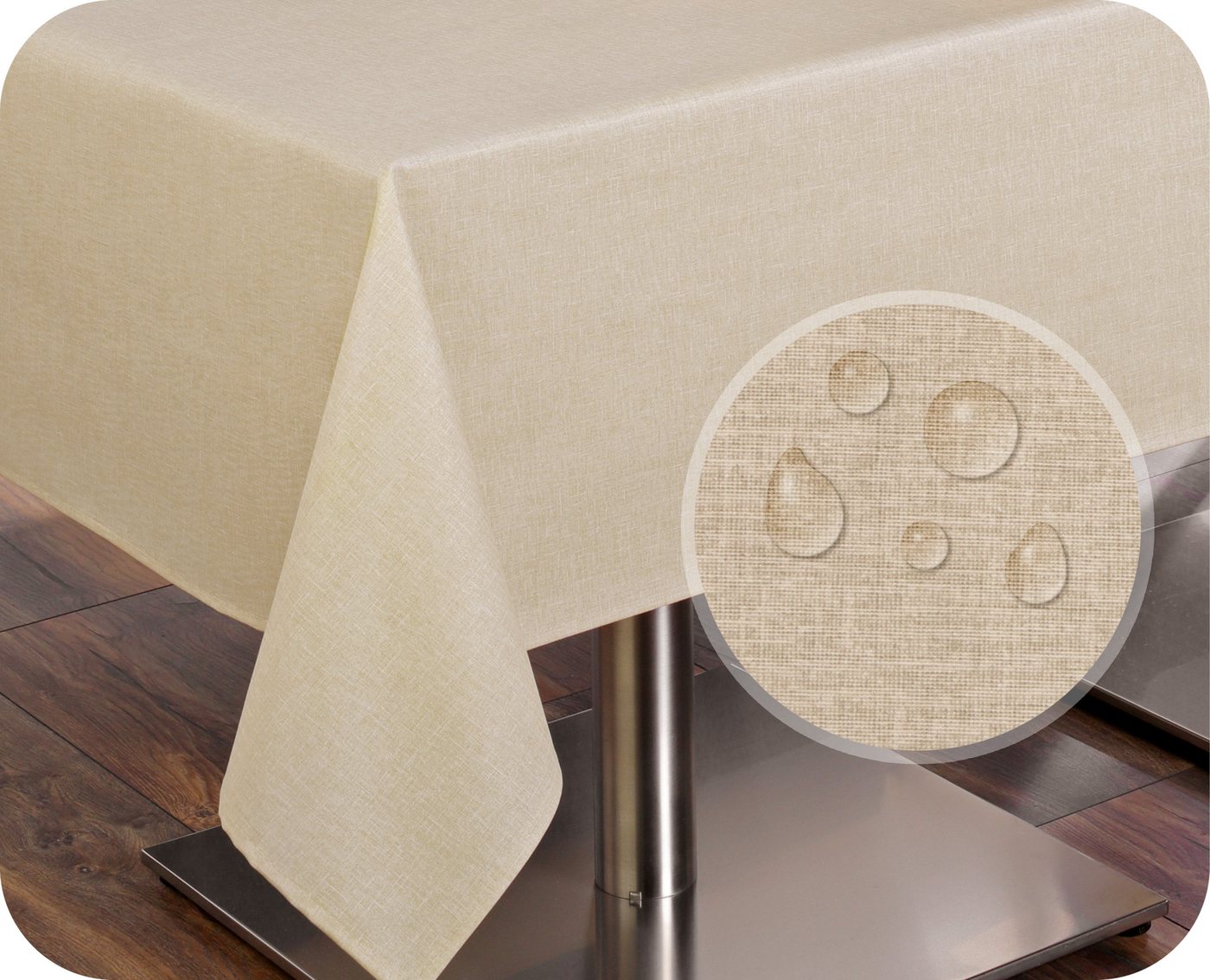 Beautex Tischdecke Leinenoptik wasserabweisend, fleckabweisend und pflegeleicht (1-tlg), Hochwertiger Saum, waschbar bis 40°C, 70% Baumwolle, 30% Polyester – Bild 2 von 5