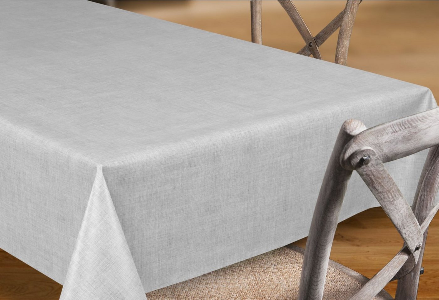 Beautex Tischdecke Wachstuchtischdecke Leinen hellgrau, abwaschbar, Garten & Balkon (1-tlg), Wasserundurchlässiger Tischschutz mit versiegelter Oberfläche – Bild 3 von 3