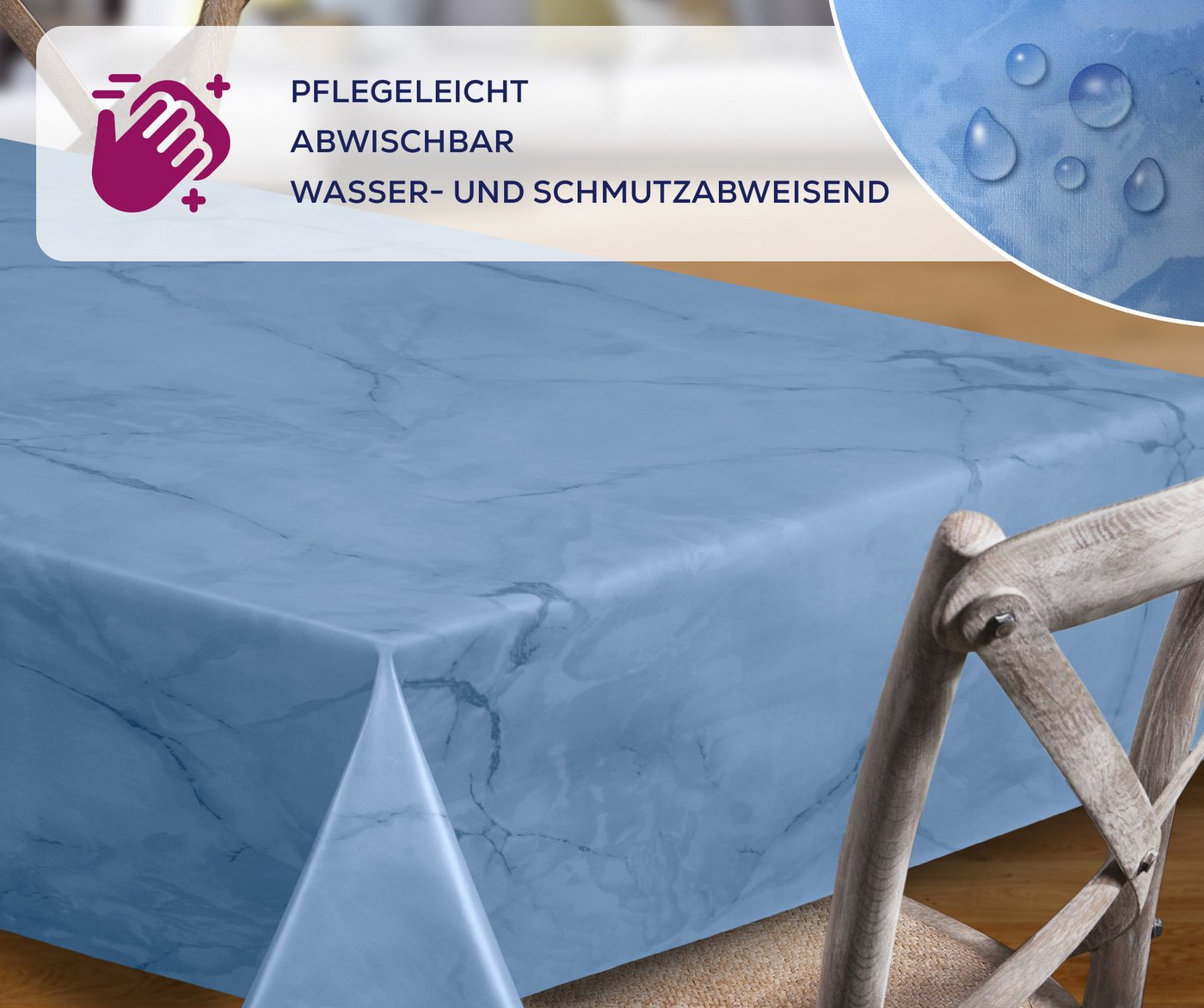 Beautex Tischdecke Wachstuchtischdecke Marmoroptik abwaschbar fleckenabweisend edel (1-tlg) – Bild 2 von 5