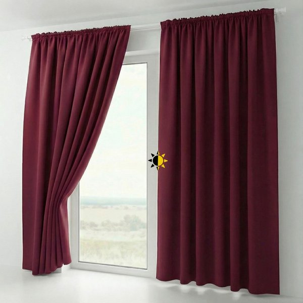 Beautex Verdunkelungsvorhang 2er Set mit U-Band, Blackout Vorhang Gardine abdunkelnd (2 St), Kräuselband, verdunkelnd, 2er Set, wärmeisolierend, blickdicht, was