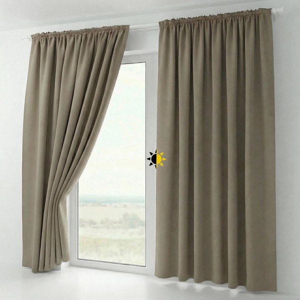 Beautex Verdunkelungsvorhang 2er Set mit U-Band, Blackout Vorhang Gardine abdunkelnd (2 St), Kräuselband, verdunkelnd, 2er Set, wärmeisolierend, blickdicht, was