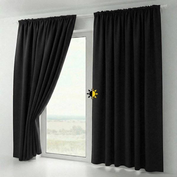 Beautex Verdunkelungsvorhang 2er Set mit U-Band, Blackout Vorhang Gardine abdunkelnd (2 St), Kräuselband, verdunkelnd, 2er Set, wärmeisolierend, blickdicht, was
