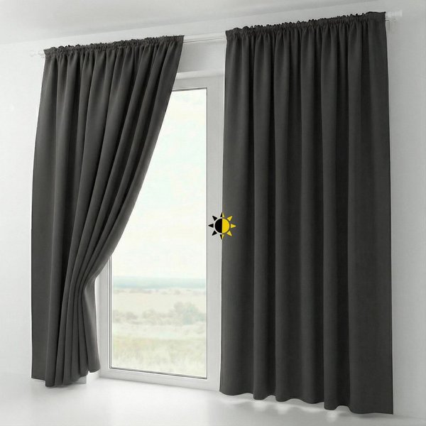 Beautex Verdunkelungsvorhang 2er Set mit U-Band, Blackout Vorhang Gardine abdunkelnd (2 St), Kräuselband, verdunkelnd, 2er Set, wärmeisolierend, blickdicht, was