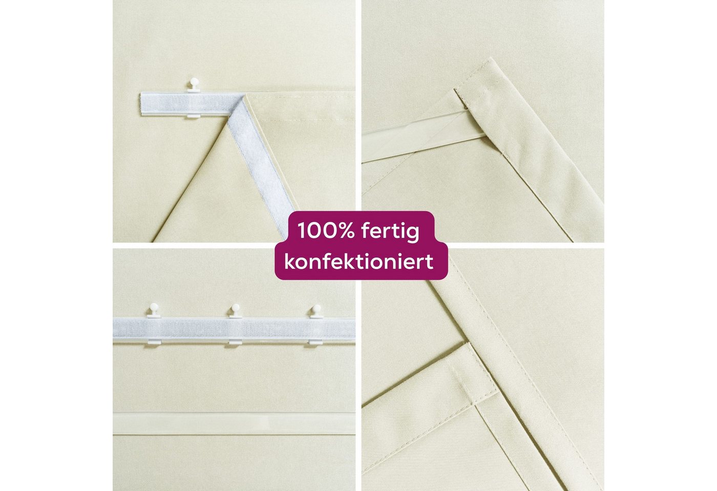 Beautex Verdunkelungsvorhang Blackout Schiebegardine blickdicht Maße 60x245 cm (1 St), blickdicht, verdunkelnd und lichtundurchlässig, inkl. Zubehör – Bild 3 von 5