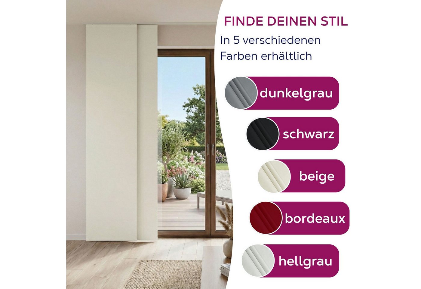 Beautex Verdunkelungsvorhang Blackout Schiebegardine blickdicht Maße 60x245 cm (1 St), blickdicht, verdunkelnd und lichtundurchlässig, inkl. Zubehör – Bild 4 von 5