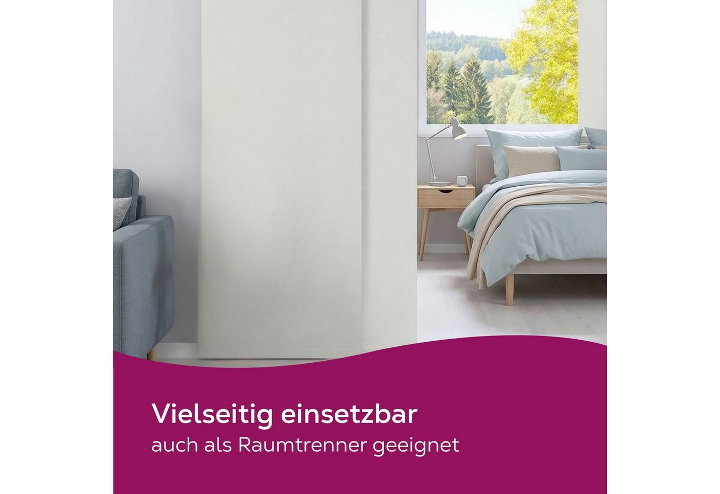 Beautex Verdunkelungsvorhang Blackout Schiebegardine blickdicht Maße 60x245 cm (1 St), blickdicht, verdunkelnd und lichtundurchlässig, inkl. Zubehör – Bild 5 von 5