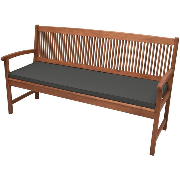 Beautissu Bankauflage Bankauflage Base BK, 100x48x5cm, Graphitgrau, waschbare Bankkissen Sitzauflage - Gartenbankauflage Outdoor