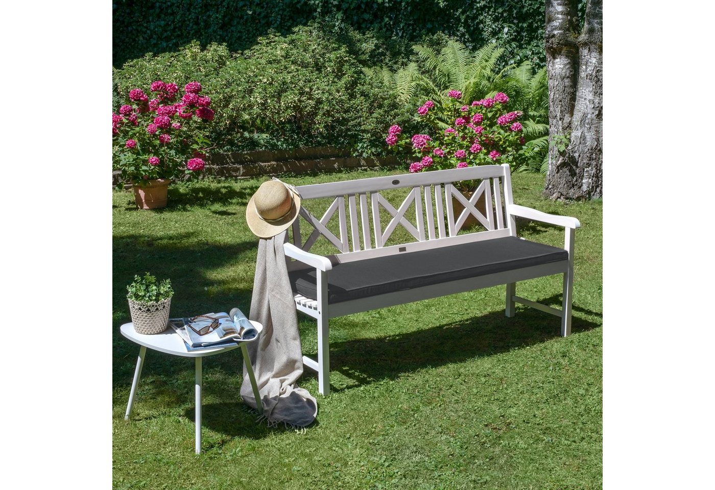 Beautissu Bankauflage Bankauflage Base BK, 100x48x5cm, Graphitgrau, waschbare Bankkissen Sitzauflage - Gartenbankauflage Outdoor – Bild 5 von 5