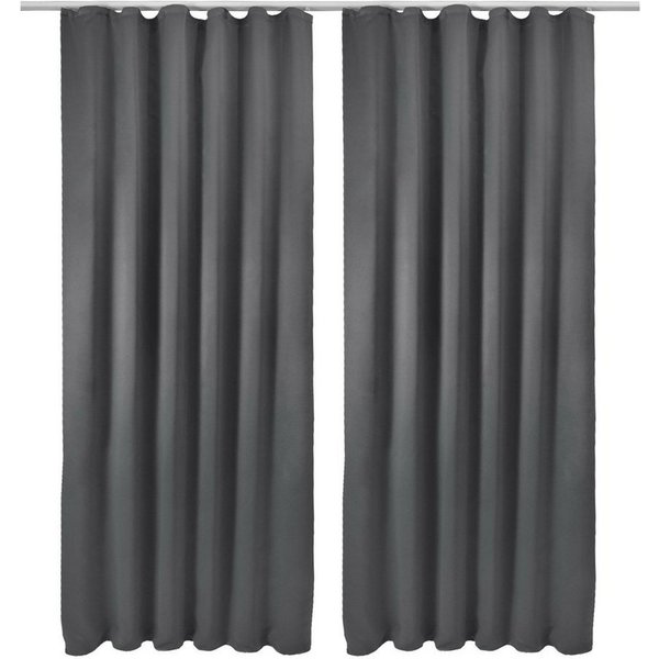 Beautissu Vorhang 2er Set Blackout Vorhang Blickdicht Anthrazit Amelie BK, 140x245cm, Kräuselband Gardine Set mit Universalband für Lange Fenster