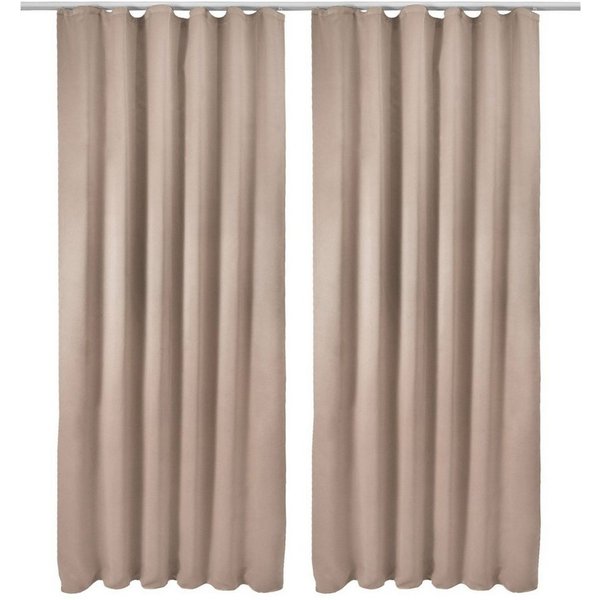 Beautissu Vorhang 2er Set Blackout Vorhang Blickdicht Sand Amelie BK, 140x245cm, Kräuselband Gardine Set mit Universalband für Lange Fenster