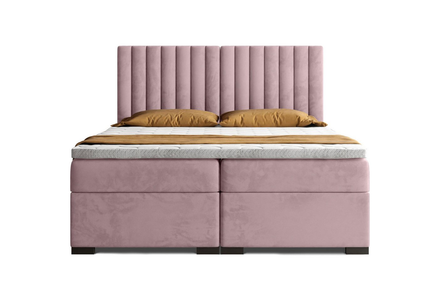 Beautysofa Boxspringbett ERIC mit Bettkasten (mit hohem Schlafkomfort, Premium Polsterbett in 6 angesagten Farben), Doppelbett mit integrierter Federkernmatratz – Bild 3 von 5