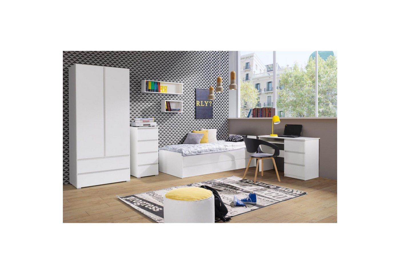 Beautysofa Bücherregal COSMO, Großes Standregal mit 2 Schubladen und 4 offenen Fächern, Breite: 92 cm – Bild 2 von 3