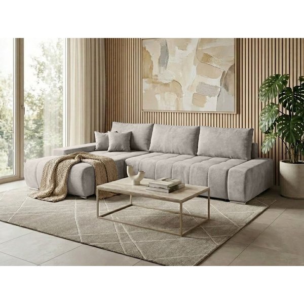 Beautysofa Ecksofa Draco L mit Schlaffunktion, in pflegeleichten Stoffen, Bettkasten
