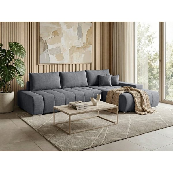 Beautysofa Ecksofa Draco L mit Schlaffunktion, in pflegeleichten Stoffen, Bettkasten