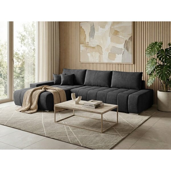 Beautysofa Ecksofa Draco L mit Schlaffunktion, in pflegeleichten Stoffen, Bettkasten