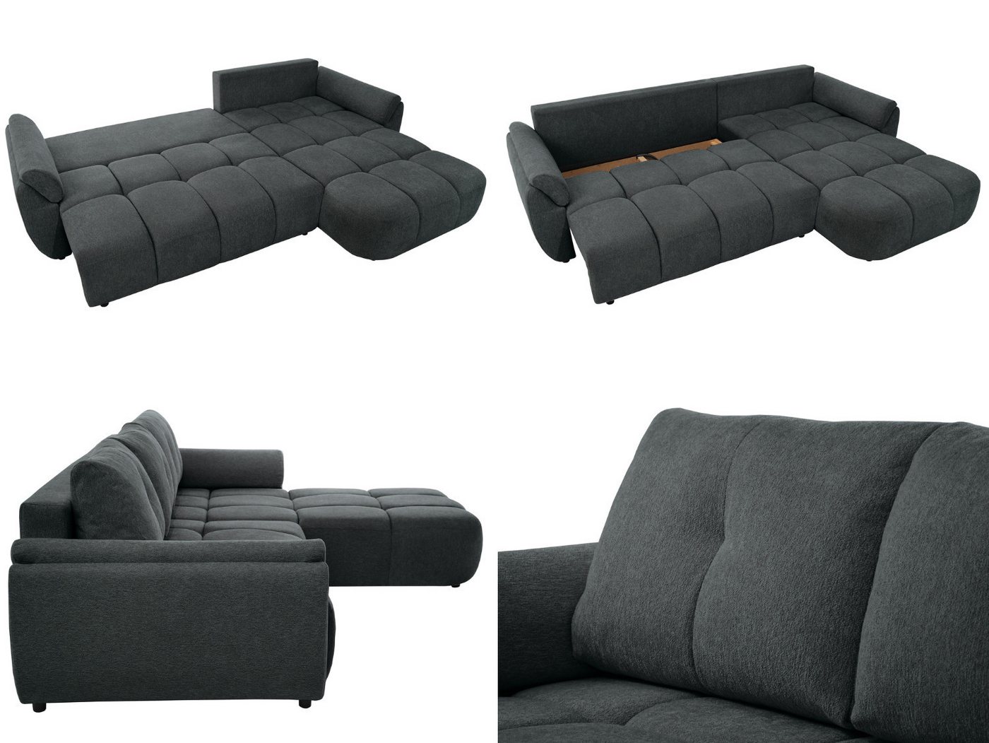 Beautysofa Ecksofa MASSIMO L-Form mit universelle Ottomane, Schlaffunktion, Bettkasten, Schlaffläche: 140 × 236 cm – Bild 3 von 5