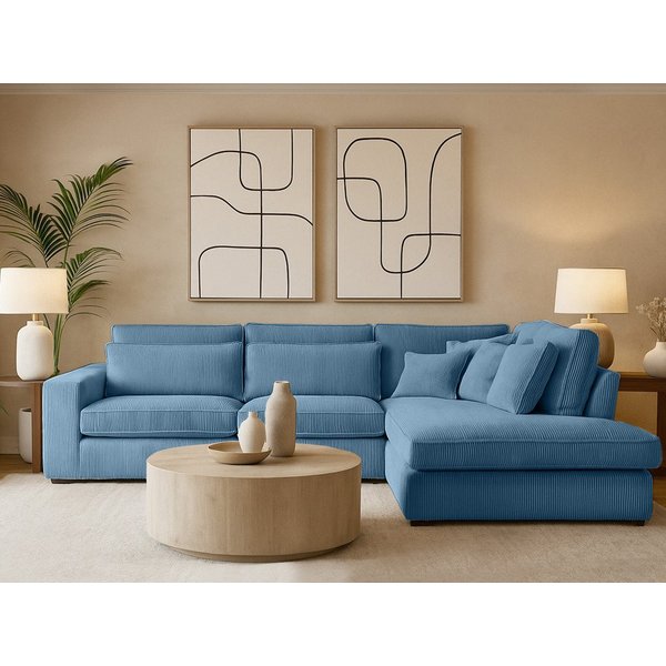 Beautysofa Ecksofa mit dekorativen Kissen PARMA, im modernes Design, klassische Polsterecke inklusive Wellenfedern, Ottomane links oder rechts wählbar