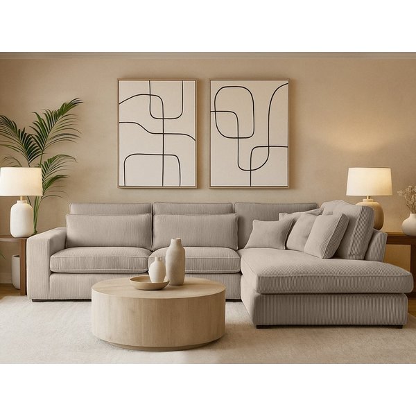 Beautysofa Ecksofa mit dekorativen Kissen PARMA, im modernes Design, klassische Polsterecke inklusive Wellenfedern, Ottomane links oder rechts wählbar