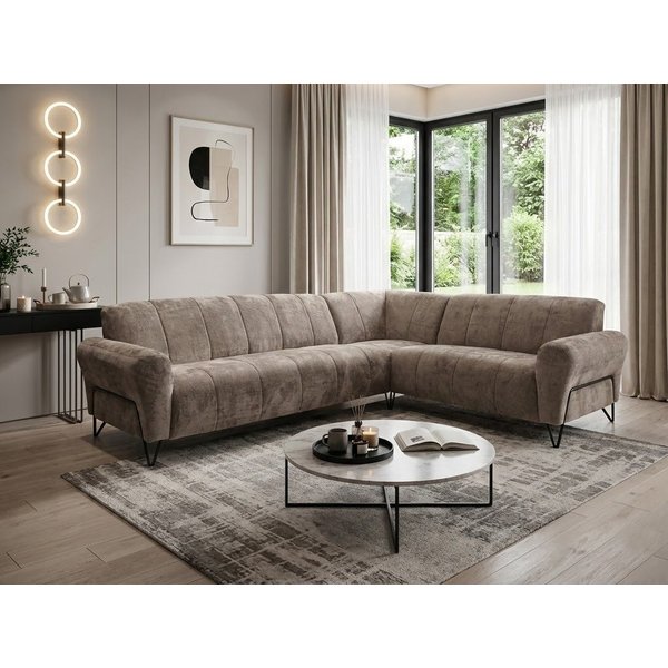 Beautysofa Ecksofa mit Metallbeine in Schwarz VOLARE L, ohne Schlaffunktion, mit höchstem Sitzkomfort
