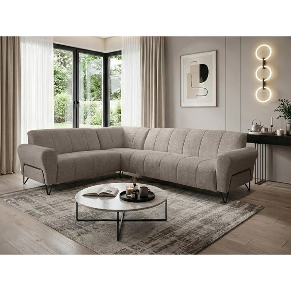 Beautysofa Ecksofa mit Metallbeine in Schwarz VOLARE L, ohne Schlaffunktion, mit höchstem Sitzkomfort