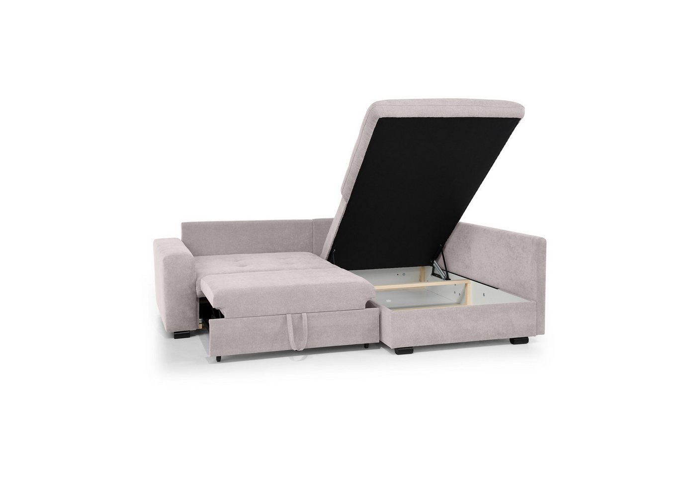 Beautysofa Ecksofa RAMO mit Schlaffunktion 160x200 cm, im Set mit Topper – Bild 3 von 5