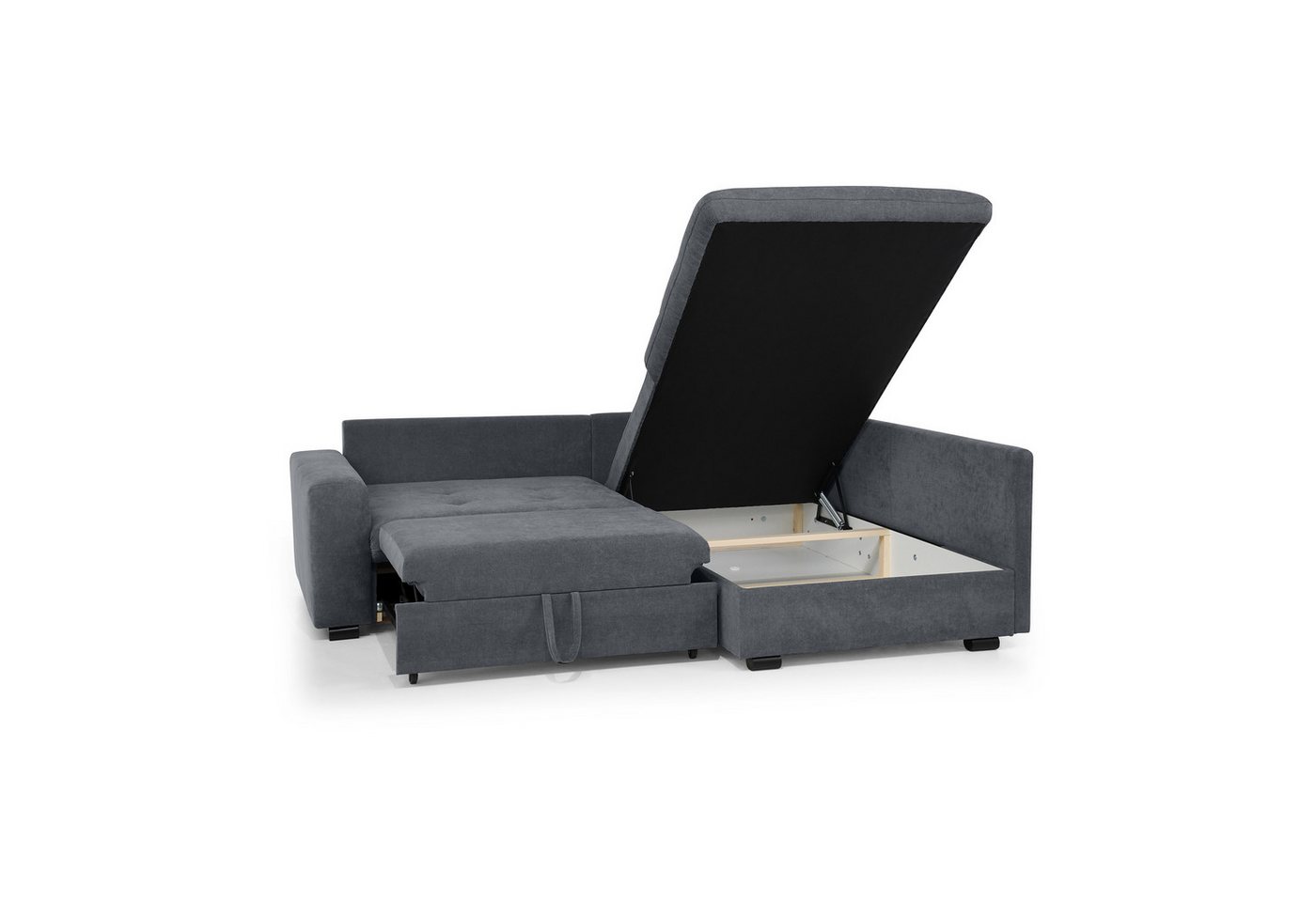 Beautysofa Ecksofa RAMO mit Schlaffunktion 160x200 cm, im Set mit Topper – Bild 3 von 5