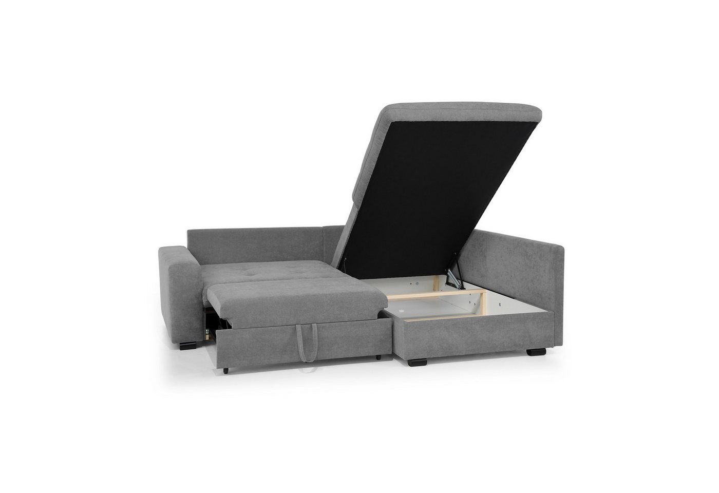 Beautysofa Ecksofa RAMO mit Schlaffunktion 160x200 cm, im Set mit Topper – Bild 3 von 5